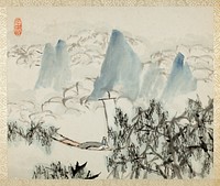 Landscape with Figure, from an album of Landscapes and Calligraphy for Liu Songfu by Xugu