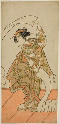 The Actor Segawa Kikunojo III as the Courtesan Kisegawa in a "Nuno Sarashi" Dance, in the Play Hana-zumo Genji Hiiki, Performed at the Nakamura Theater in the Eleventh Month, 1775 by Katsukawa Shunsho