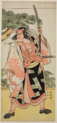 The Actor Ichikawa Danjuro V as Kajiwara Genta Kagesue in the Play Yuki Nazuna Saiwai Soga, Performed at the Kiri Theater in the First Month, 1787 by Katsukawa Shunkо̄