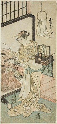 The Actor Yamashita Kinsaku II as Oume, Wife of Kisaku, in the Play Nue no Mori Ichiyo no Mato, Performed a the Nakamura Theater in the Eleventh Month, 1770 by Ippitsusai Buncho
