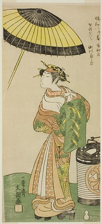 The Actor Segawa Kikunojo II as the Courtesan Hitachi in Part Two of the Play Wada Sakamori Osame no Mitsugumi (Wada's Carousal: The Last Drink With a Set of Three Cups), Performed at the Ichimura Theater from the Ninth Day of the Second Month, 1771 by Ippitsusai Buncho