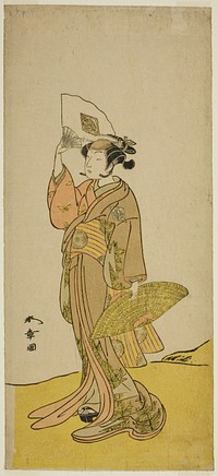 The Actor Nakamura Matsue I as Kasaya Sankatsu (?) in the Play Hana no Gosho Konegen Butai (?), Performed at the Nakamura Theater (?) in the Eighth Month, 1772 (?) by Katsukawa Shunsho