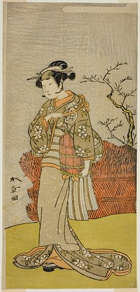 The Actor Yamashita Kinsaku II as Osaku (?) in the Play Onna Aruji Hatsuyuki no Sekai, Performed at the Morita Theater in the Eleventh Month, 1773 by Katsukawa Shunsho