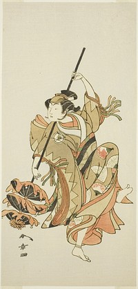 Actor Iwai Hanshirô IV Performs the Triple Umbrella Dance in “Flower of Japan: Ono no Komachi’s Five Characters” (“Kuni no Hana Ono no Itsumoji”) by Katsukawa Shunsho