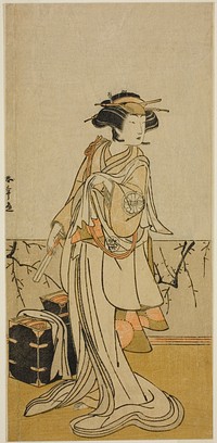 The Actor Segawa Yujiro I as Osai, a Female Hairdresser, in the Play Kamuri Kotoba Soga no Yukari, Performed at the Ichimura Theater in the First Month, 1776 by Katsukawa Shunsho