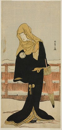 The Actor Segawa Kikunojo III as the Lady-in-Waiting Suho Disguised as Tsunokuniya Tsuna, in the Play Shitenno Tonoi no Kisewata, Performed at the Nakamura Theater in the Eleventh Month, 1781 by Katsukawa Shunsho