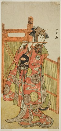 The Actor Segawa Kikunojo III as Kojoro-gitsune Disguised as the Florist Okiku in the Play Mure Takamatsu Yuki no Shirahata, Performed at the Ichimura Theater in the Eleventh Month, 1780 by Katsukawa Shunsho