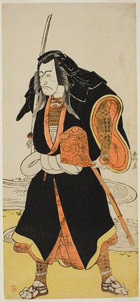 The Actor Ichikawa Danjuro V, Probably as Ise no Saburo Disguised as Sanjo Uemon, Leader of a Robber Gang, in Part Two of the Play Fude-hajime Kanjincho (First Calligraphy of the New Year: Kanjincho [The Subscription List]), Performed at the Nakamura Theater from the Fifteenth Day of the First Month, 1784 by Katsukawa Shunkо̄