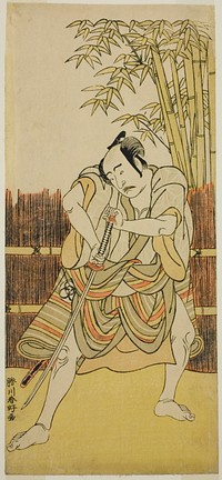 The Actor Bando Mitsugoro I as Ogata no Saburo Disguised as Yoroya Takiemon in the Play Mure Takamatsu Yuki no Shirahata, Performed at the Ichimura Theater in the Eleventh Month, 1780 by Katsukawa Shunkо̄