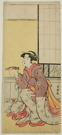 The Actor Iwai Hanshiro IV as Yae (?), in the Play Sugawara Denju Tenarai Kagami (?), Performed at the Kiri Theater (?) in the Seventh Month, 1788 (?) by Katsukawa Shun'ei