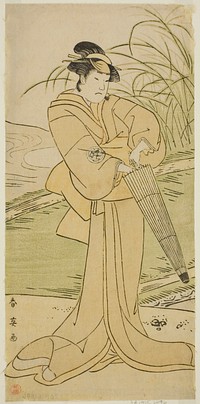 The Actor Yamashita Kinsaku II as Okaya in the Play Yomogi Fuku Noki no Tamamizu, Performed at the Kiri Theater in the Fifth Month, 1795 by Katsukawa Shun'ei