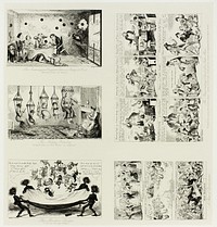 An Interrupted English Dinner Party at Paris from George Cruikshank's Steel Etchings to The Comic Almanacks: 1835-1853 (top left) by George Cruikshank