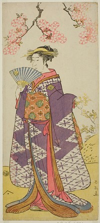 The Actor Ichikawa Komazo II as the Spirit of Lady Shiragiku in the Play Hatsu Midori Saiwai Soga, Performed at the Kawarazaki Theater in the Third Month, 1791 by Katsukawa Shun'ei