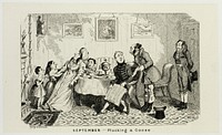 September - Plucking a Goose from George Cruikshank's Steel Etchings to The Comic Almanacks: 1835-1853 by George Cruikshank