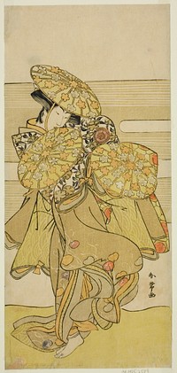 The Actor Iwai Hanshiro IV in the Hanagasa Dance in the Play Iromi-gusa Shiki no Somewake, Performed at the Nakamura Theater in the Ninth Month, 1781 by Katsukawa Shunjо̄