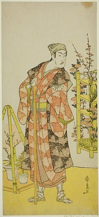 The Actor Matsumoto Koshiro IV as the Plant Seller Awashima no Yonosuke in the Play Mukashi Otoko Yuki no Hinagata, Performed at the Ichimura Theater in the Eleventh Month, 1781 by Katsukawa Shunsen