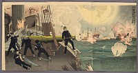 Third Illustration of the Great Victory of Our Forces on the Yellow Sea (Kokai ni okeru wagagun no taisho, dai san zu) by Kobayashi Kiyochika
