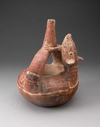 Stirrup Spout Vessel with Circular Body and Molded Head and Arms of Animal by Gallinazo