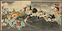 Great Victory of Our Troops at the Fierce Battle of the Ansong Ford (Anjo no watashi waga gun taisho no zu) by Migita Toshihide