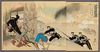 Capturing the Fortress at Niuzhuang (Gyusojo senryo) by Hashimoto (Yoshu) Chikanobu
