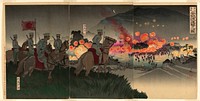 Advancing across the Ansong River at the Battle of Asan (Gazan gekisen Anjo no watashi shingeki no zu) by Kobayashi Kiyochika