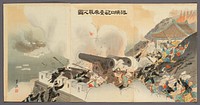 The Occupation of the Battery at Port Arthur (Ryojunko hodai nottori no zu) by Ogata Gekko
