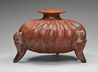 Vessel in the Form of a Squash with Parrot Supports by Colima