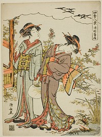 Geese Descending in Mid Autumn (Seishu no rakugan), from the series "Eight Scenes of the Four Seasons (Shiki hakkei)" by Torii Kiyonaga (Publisher)