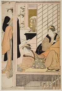 Women Viewing a Snowy Garden from a Parlor by Torii Kiyonaga