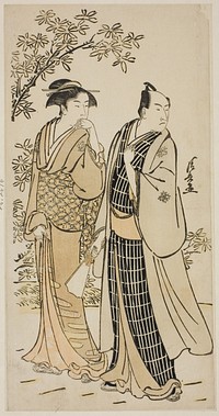 The Actor Ichikawa Monnosuke II and his wife, from an untitled series of prints showing Actors in private life by Torii Kiyonaga