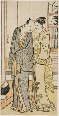 The Actor Ichikawa Yaozo III with a geisha, from an untitled series of prints showing Actors in private life by Torii Kiyonaga