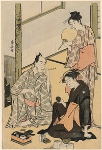 The Actor Matsumoto Koshiro IV with his family, from an untitled series of four prints showing Actors in private life by Torii Kiyonaga