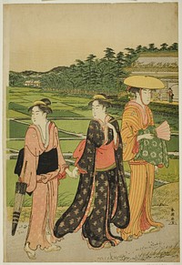 Three Women near Rice Paddies by Katsukawa Shunchô