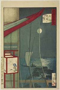The Moon Beyond Shinagawa (Shinagawa mikoshi no tsuki), from the series "One Hundred Views of Musashi Province (Musashi hyakkei no uchi)" by Kobayashi Kiyochika
