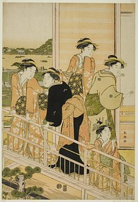 Women on a Balcony of a Yoshiwara Teahouse by Katsukawa Shunchô