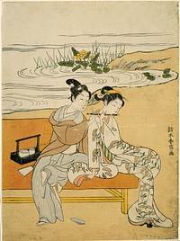 Lovers Playing the Same Fute (parody of Xuanzong and Yang Guifei) by Suzuki Harunobu