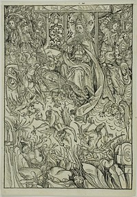 The Fall of Lucifer and the Rebel Angels (verso); The Gathering of the Angels (recto), pages three and two from the Treasury (Schatzbehalter) by Michel Wolgemut