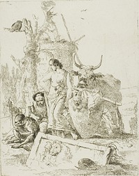 Young Shepherds and Old Man with a Monkey, from Scherzi by Giambattista Tiepolo