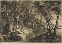 Forest Crossed by a Stream, from The Small Landscapes by Schelte Adamsz. Bolswert