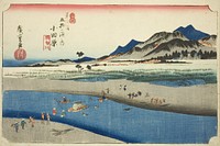 Odawara: The Sakawa River (Odawara, Sakawagawa), from the series "Fifty-three Stations of the Tokaido Road (Tokaido gojusan tsugi no uchi)," also known as the Hoeido Tokaido by Utagawa Hiroshige