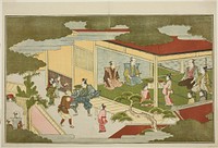 New Year in a Samurai Mansion, from the illustrated kyoka anthology "The Young God Ebisu (Waka Ebisu)" by Kitagawa Utamaro