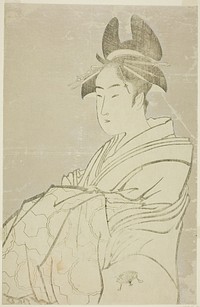 Miyahito of the Ogiya, Whose Assistants Are Tsubaki and Shirabe (Ogiya uchi Miyahito, Tsubaki, Shirabe) by Kitagawa Utamaro