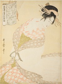 The White Coat, from the series "New Patterns of Brocade Woven in Utamaro Style (Nishiki-ori Utamaro-gata-moyo)" by Kitagawa Utamaro