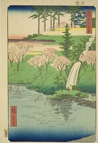 Chiyogaike Pond, Meguro (Meguro Chiyogaike), from the series "One Hundred Famous Views of Edo (Meisho Edo hyakkei)" by Utagawa Hiroshige