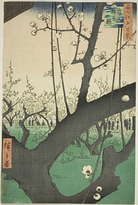 Plum Garden at Kameido (Kameido Umeyashiki), from the series "One Hundred Famous Views of Edo (Meisho Edo hyakkei)" by Utagawa Hiroshige