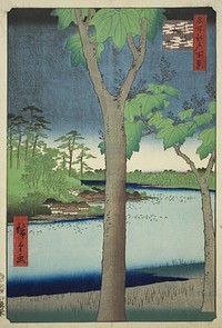 The Paulownia Grove at Akasaka (Akasaka Kiribatake), from the series "One Hundred Famous Views of Edo (Meisho Edo hyakkei)" by Utagawa Hiroshige