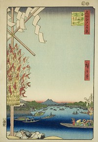 Asakusa River, Great Riverbank, Miyato River (Asakusagawa Okawabata Miyatogawa), from the series "One Hundred Famous Views of Edo (Meisho Edo hyakkei)" by Utagawa Hiroshige