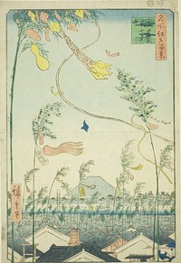 The City Flourishing, Tanabata Festival (Shichu han'ei Tanabata Matsuri), from the series “One Hundred Famous Views of Edo (Meisho Edo hyakkei)” by Utagawa Hiroshige