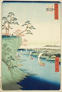 View of Konodai and the Tone River (Konodai Tonegawa fukei), from the series "One Hundred Famous Views of Edo (Meisho Edo hyakkei)" by Utagawa Hiroshige