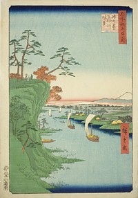 View of Konodai and the Tone River (Konodai Tonegawa fukei), from the series "One Hundred Famous Views of Edo (Meisho Edo hyakkei)" by Utagawa Hiroshige